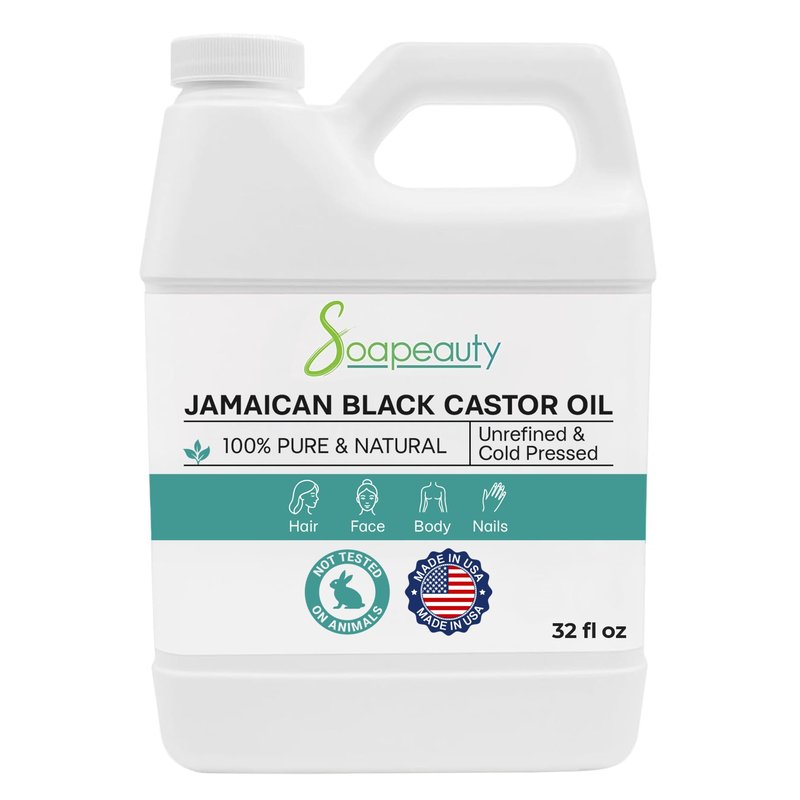 Soapeauty JAMAICAN BLACK CASTOR OIL Cold Pressed Unrefined | 100% Pure Natural Black Castor Oil Promotes Healthy Skin & Hair | Carrier Oil & Strengthens Nails | 32 Oz
