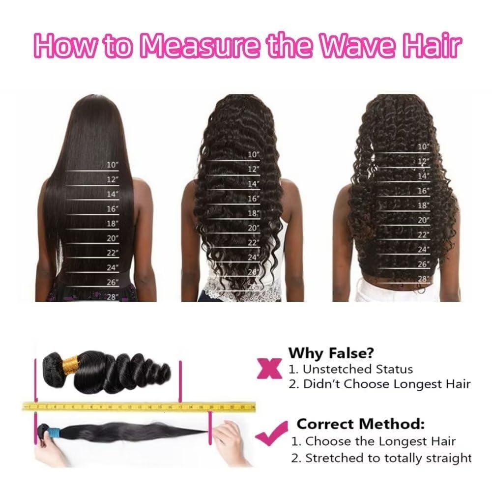 Loose Wave Bundles Human Hair 3Bundles Brazilain Virgin Loose Wave Human Hair Bundles Natural Black Color Can be Dyed (Natural Black, 10 10 10 Inch)