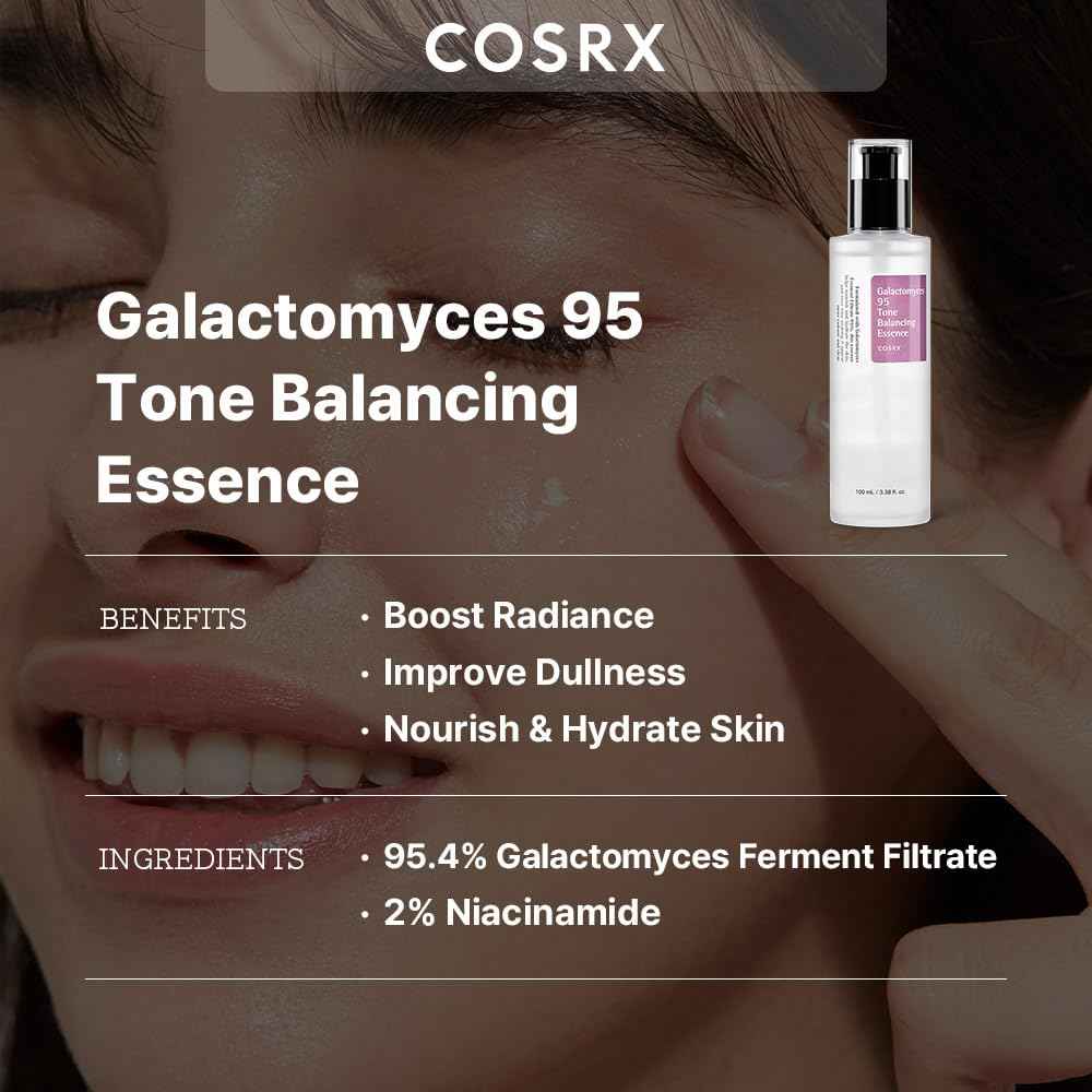 COSRX Galactomyces 95 Tone Balancing Toner, 100ml / 3.38 fl.oz, Moisturizing, Skin Soothing, Contains 95% Galactomyces Ferment Filtrate, For All Skin Types, Korean Skin Care