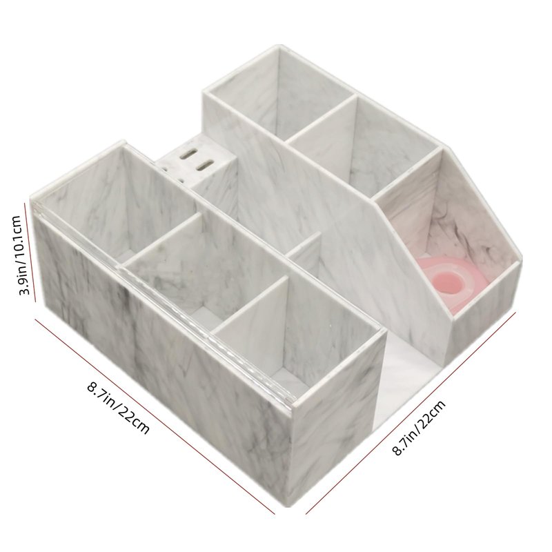 Eyelash Beauty Organizer, Acrylic Eyelash Grafting Tool Storage Beauty Tool W/Tweezers Holder Display Boxes for Home Eyelash Salon (Marble White)