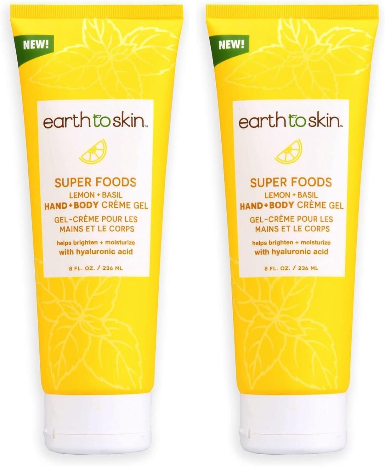 Earth To Skin Lemon & Basil Hand & Body Creme Gel - Hydrating Formula | 8 Fl Oz (Pack of 2)
