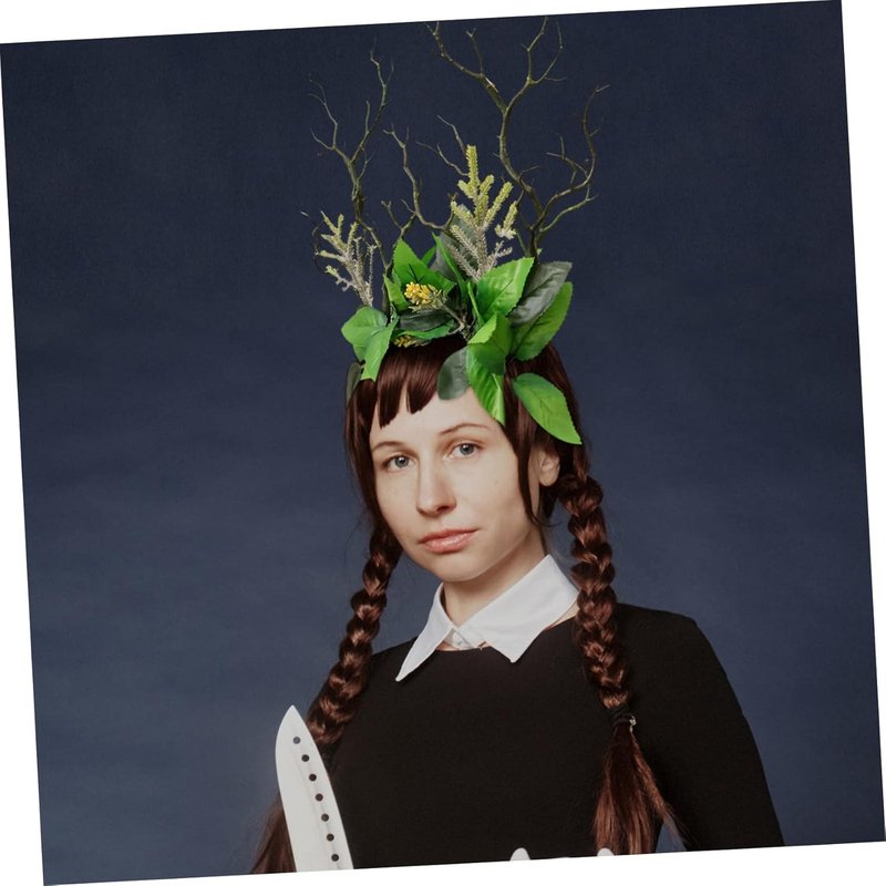 Floral Branch Leaves Headband - Women's Goth Hair Accessory | Festival Deer Antlers Decor