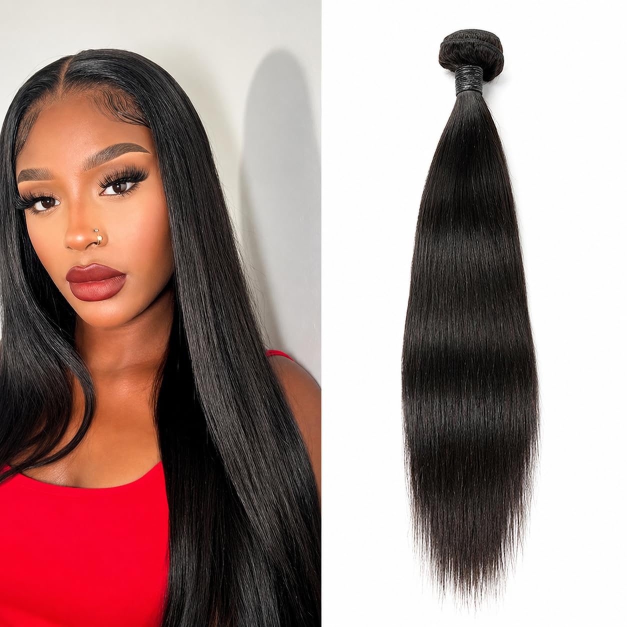 ManeMajesty 12A Straight Human Hair Bundles 3 Pcs 8 10 12 Inch 100% Human Hair Extension Unprocessed Brazilian Virgin Human Hair Quick Weave Straight Bundles Human Hair Natural Color for Black Women