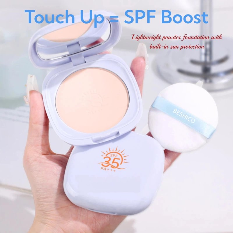 Sunscreen Setting Powder & Powder Foundation | SPF 35 PA+++ 4-in-1 Mineral Pressed Powder with Concealer | Oil Control, Matte Finish, Long-Lasting, Buildable Coverage, Weightless & Anti-Dullness