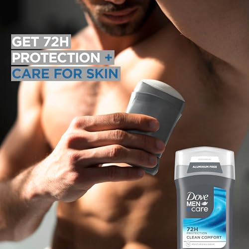 DOVE MEN + CARE Deodorant Stick for Men Clean Comfort 4 Count Aluminum Free 72-Hour Odor Protection Mens Deodorant with 1/4 Moisturizing Cream 3 oz (Pack of 4)