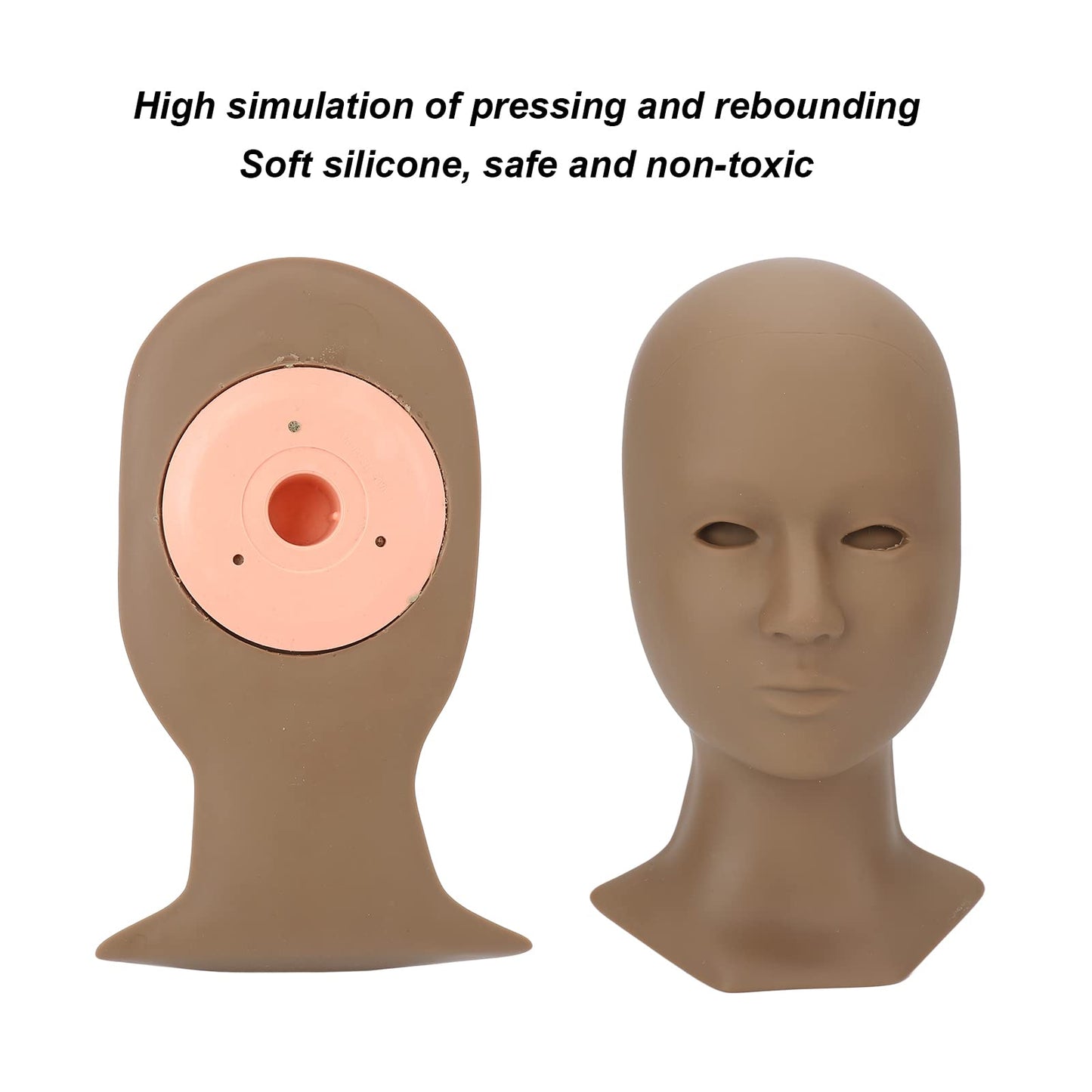 Lash Mannequin Head, Silicone Grafting Eyelash Practice Head Model with Chemical Fiber False Eyelashes for Eyelashes, Makeup, Beauty, Face Washing, Massage Practice