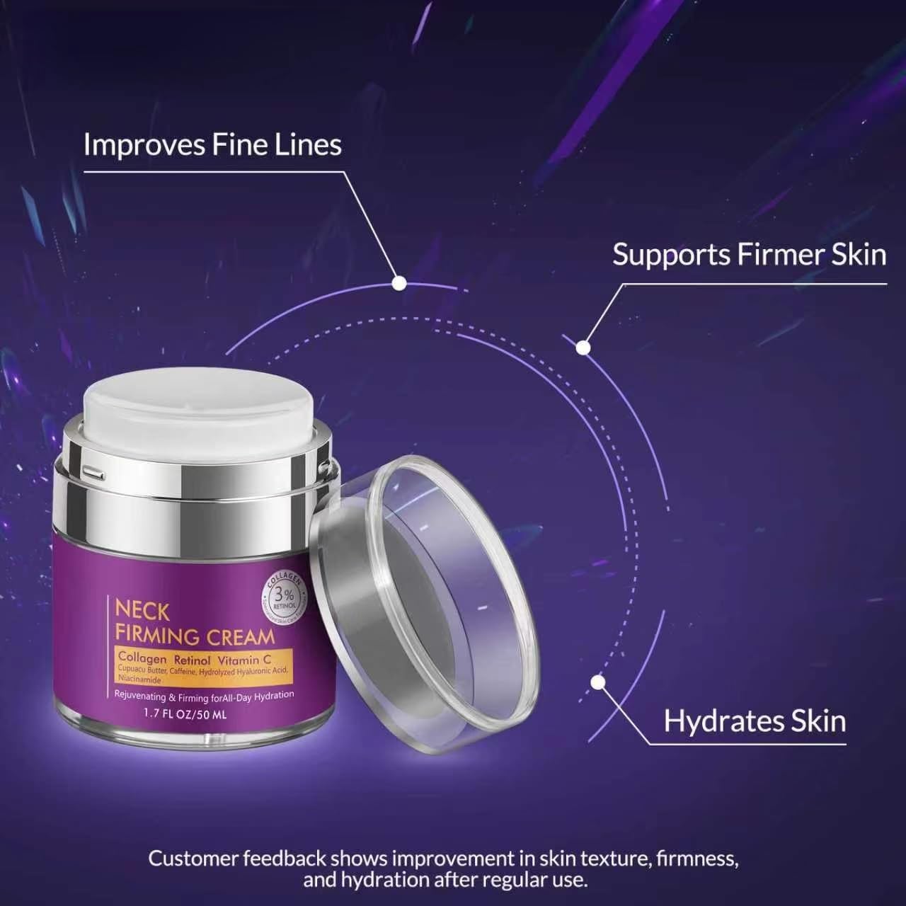 VicGFHS Neck Creams for Tightening and Firming, Wrinkle Cream for Women, Skin Tightening Cream for Face, Hydrating Face Moisturizer for Aging Skin 1.7 Fl Oz