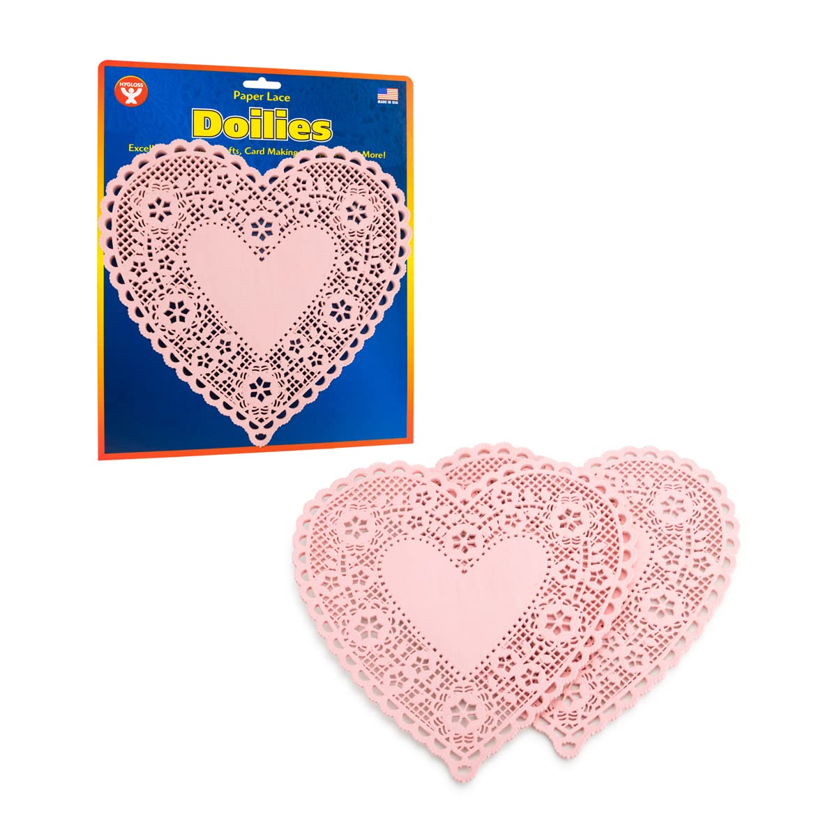 Hygloss Heart Doilies - 18 Pcs -8-Inch Pink Paper Heart Shaped Doilies for Valentines Crafts, Table Settings - Ideal for Valentine Doily, Paper Heart Doily Projects