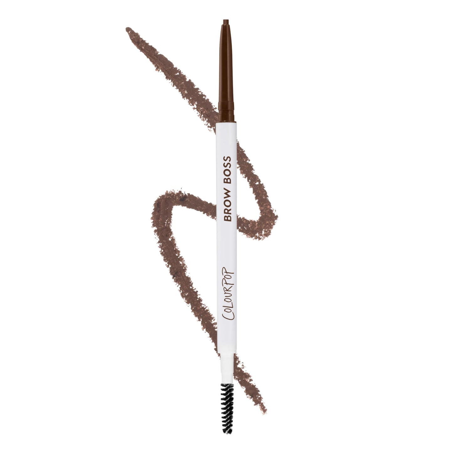 Colourpop Brow Boss Waterproof Eyebrow Pencil - Defining Brow Pencil with Precision Tip, Retractable Twist & Built-In Spoolie - 8-Hour Wear - Creates Natural Hair-Like Strokes - Dark Brown (0.003 oz)
