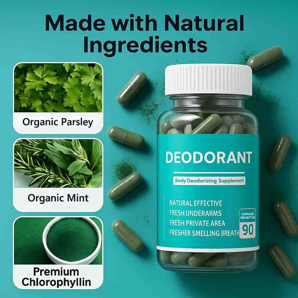 Body Deodorizing Supplement - Chlorophyll Capsules for Odor Control | 90 Count for Men & Women