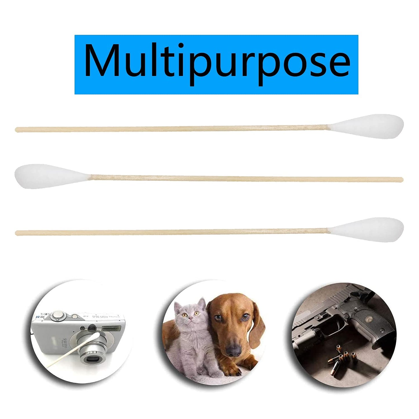 Long Cotton Swabs - 600pcs 6 Inch for Pets, Gun Cleaning & Makeup | Large Size