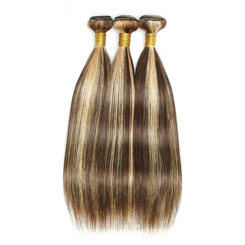 Fabimiya Bundles Human Hair 08 10 12 Inch Straight P4/613 Human Hair Bundles 12A Unprocessed Brazilian Virgin Hair Quick Weave Bundles for Black Women