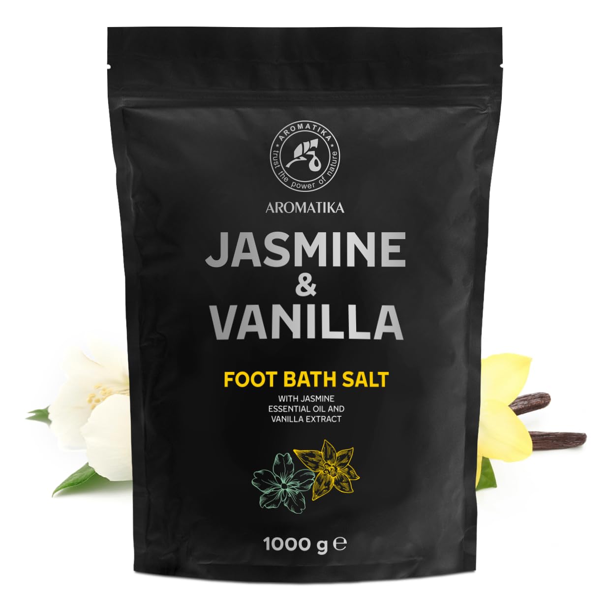 AROMATIKA Foot Soak - Jasmine & Vanilla 35Oz - Pedicure Foot Soak - Foot Bath Additive - Relax & Aromatherapy