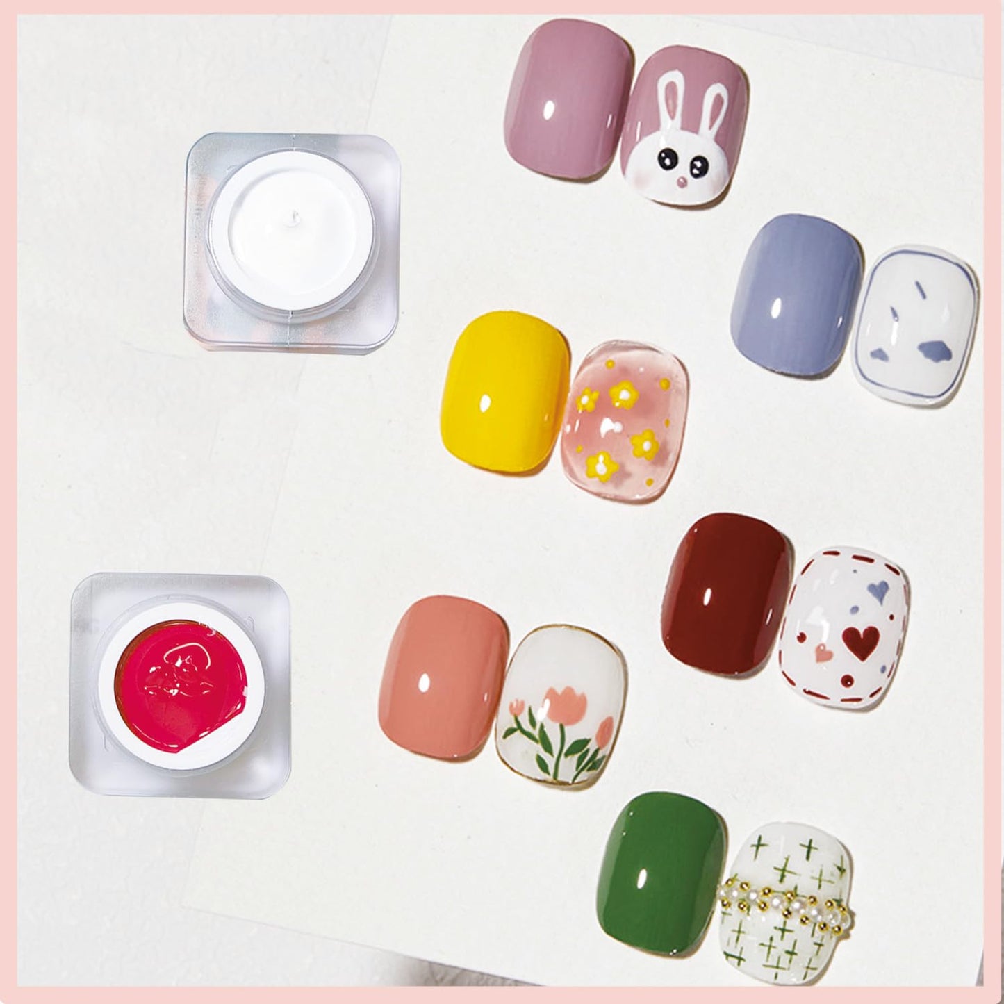 MOEPAK 9 Color Pat Painting Gel Nail Polish Set - Ombre Aura Nail Art Gel Paint for Salon Manicure with Sponges