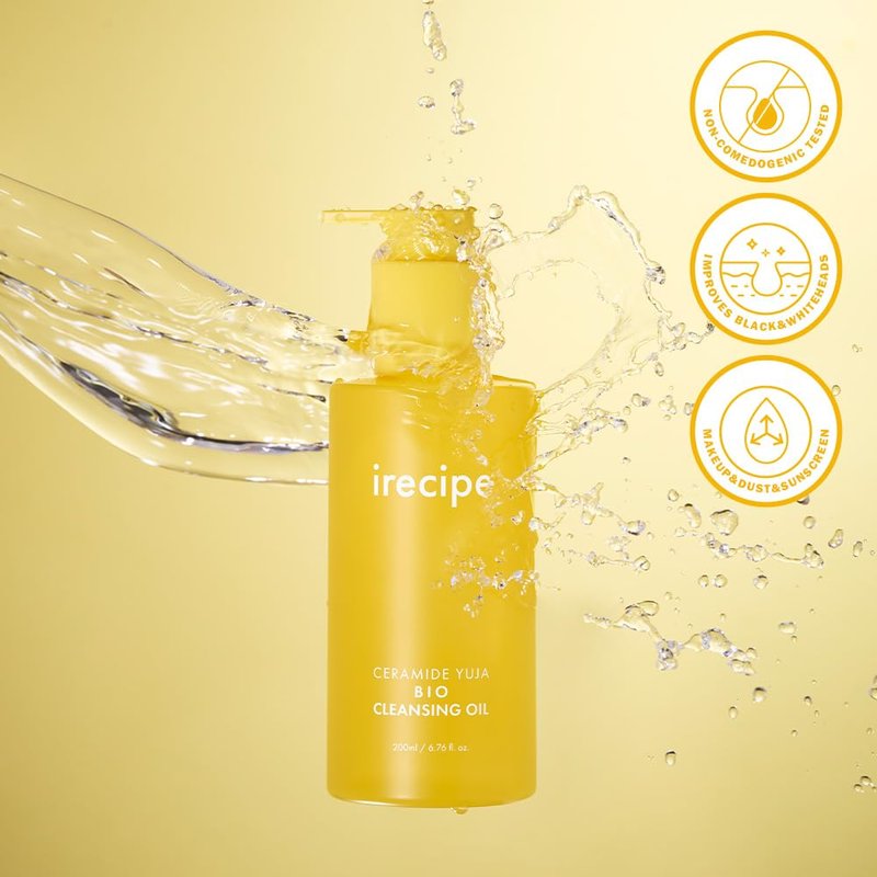 IRECIPE Ceramide Yuja Cleansing Oil (200ml) – Deep Pore Cleansing, Hydrating with Yuzu & Ceramide, Non-Comedogenic, Removes Waterproof Makeup, Ideal for Acne-Prone Skin (6.76oz)