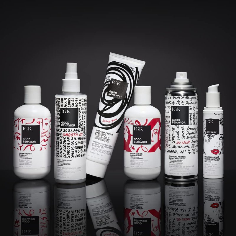IGK Good Behavior Spirulina Protein Smoothing Blowout Balm - Anti-Frizz Heat Protectant & Styling Cream for Sleek Hair