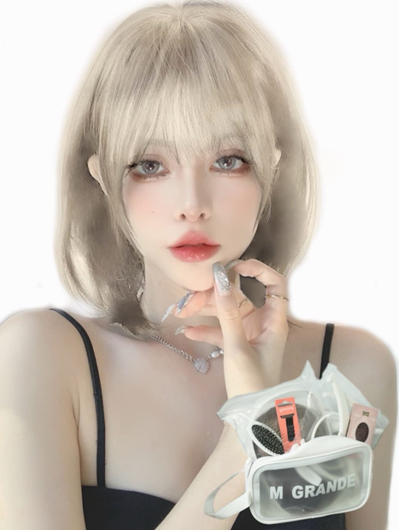 MGRANDE wig premium line 【 active top stylist produce 】 6 items set inner color line women's original wig semi-long small face effect（gold beige layer DY39B）