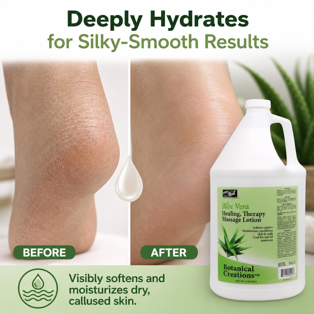 PRO NAIL - Healing Therapy Massage Lotion - Professional Pedicure, Body and Hot Oil Manicure, Infused with Natural Oils, Vitamins, Panthenol and Amino Acids (Aloe Vera, 1 Gallon)