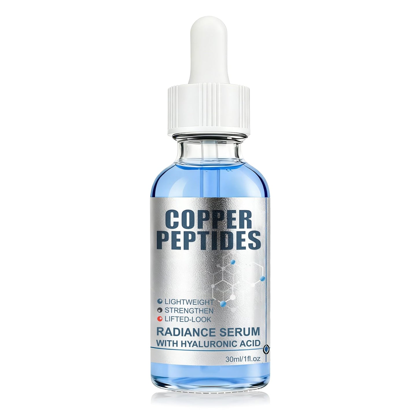 GHK-Cu Copper Peptide Facial Serum with Hyaluronic Acid, Lightweight Deep Hydration Face Serum, Smooth & Plumping Feel