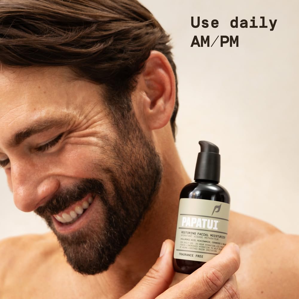 PAPATUI Men's Face Moisturizer - Restoring Formula with Niacinamide, Hyaluronic Acid & Ceramides | Unscented | 3.3 fl oz