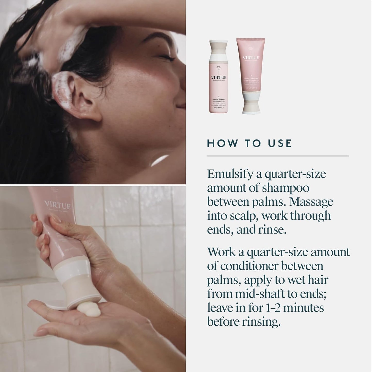 Virtue Smooth Hair Care Kit - Nourishing Shampoo & Conditioner Duo for Silky, Frizz-Free Hair
