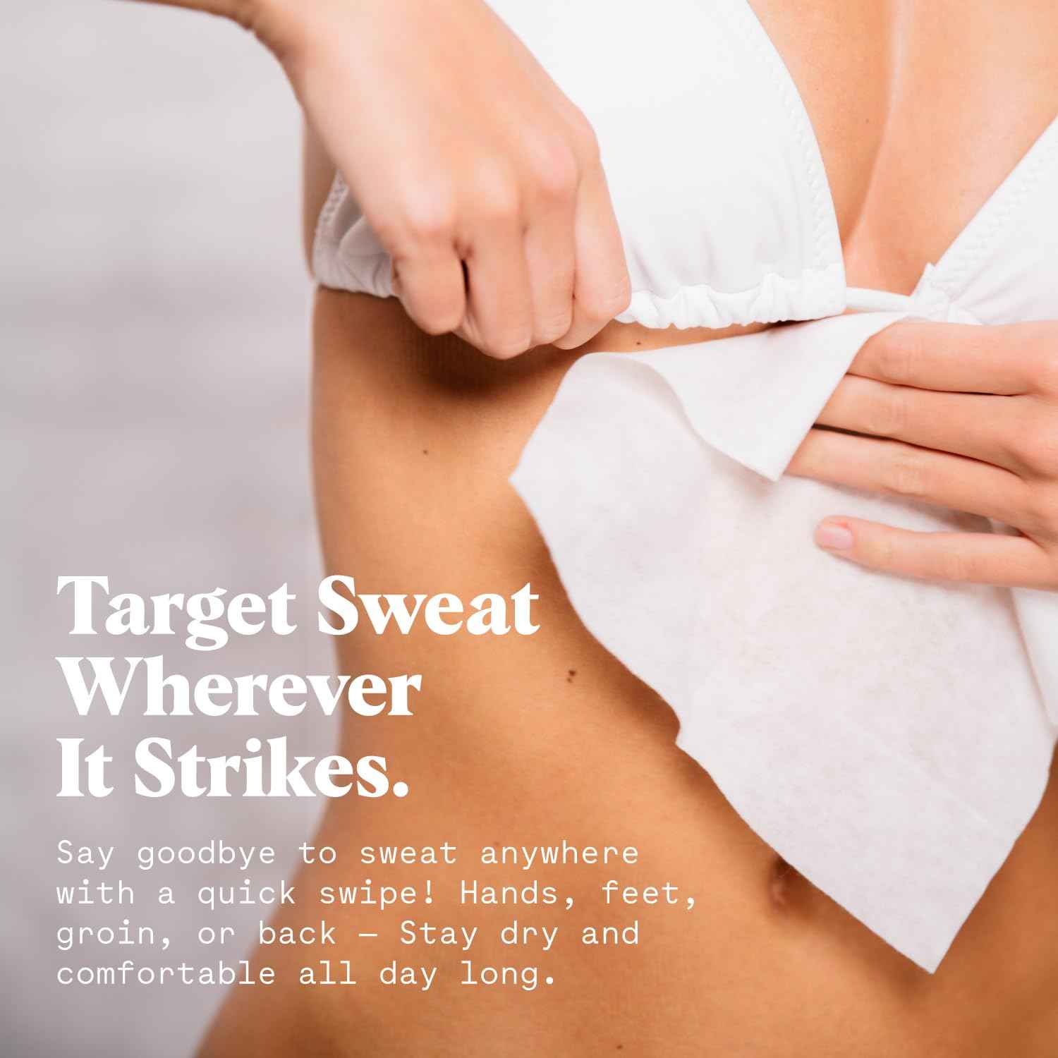 Whole Body Antiperspirant Wipes – Sweat Control Wipes for Under Boobs, Chest, Groin, Underarms, Hands, and Feet – Quick Drying, Travel-Friendly, Unscented, Pack of 1