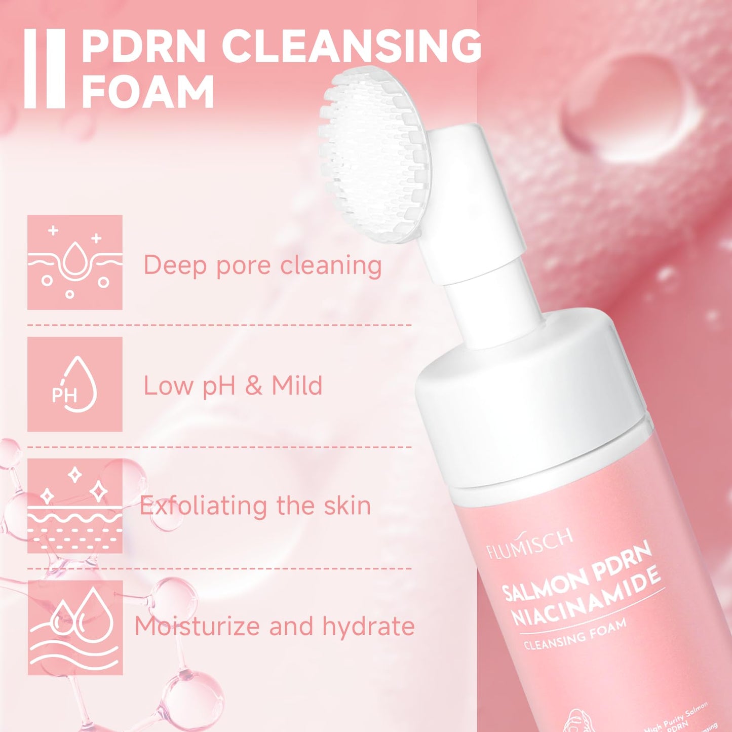 FluMisch Turmeric Kojic Acid Foaming Facial Cleanser, Kojic Acid And Turmeric Exfoliating Face Wash With Brush (4.23 fl.Oz), 2pcs