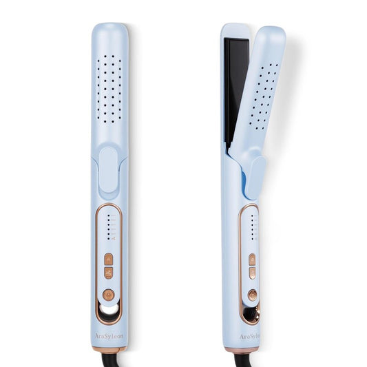 2-in-1 Hair Straightener and Curler Cold Airflow Function Curling Iron Blue