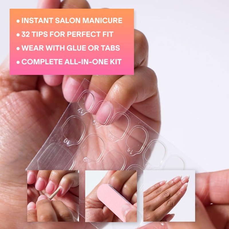 Press On Nails | Medium Oval Shape Fake Nails with Glue & File - Rainbow Orbit Design
