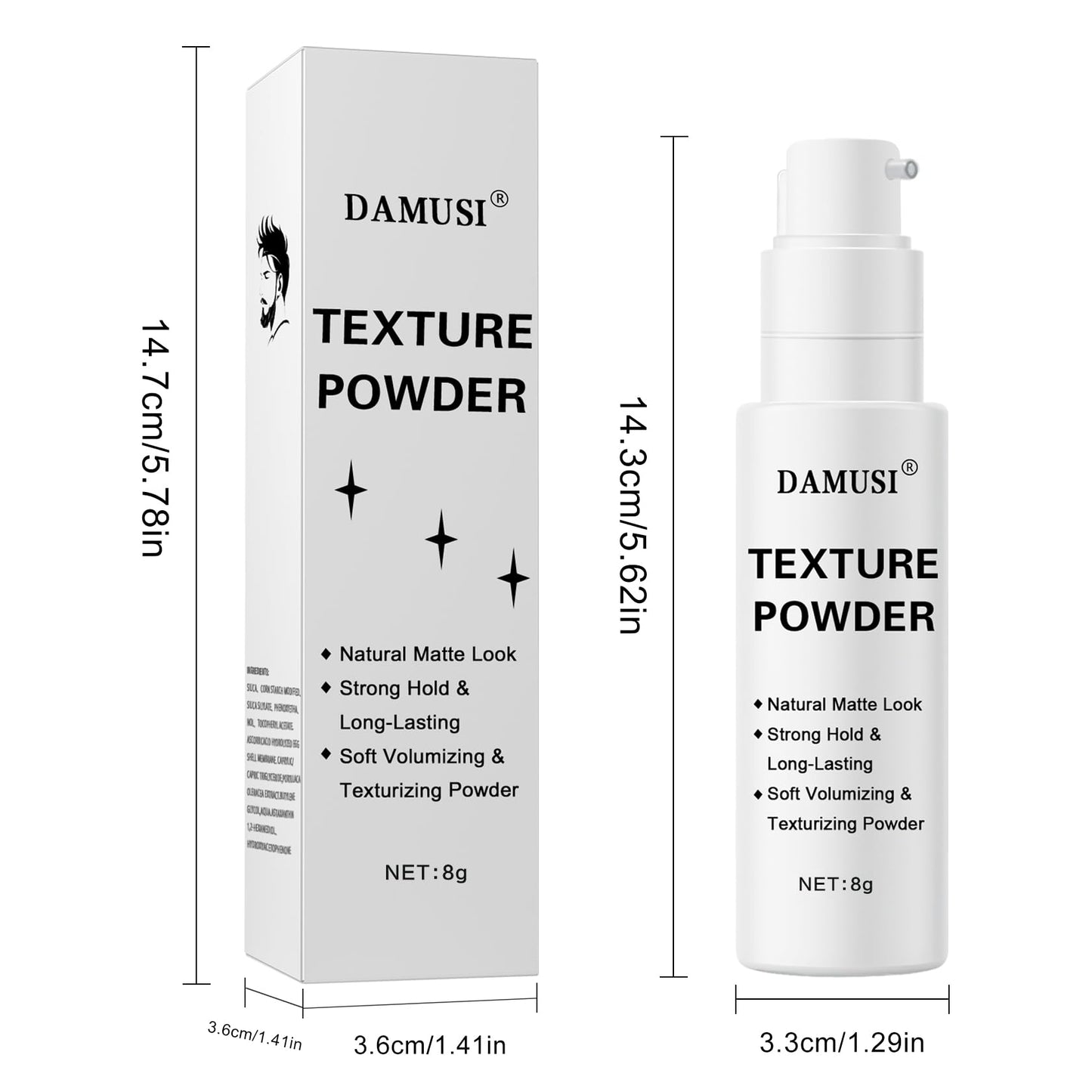 DAMUSI Hair Texture Powder Spray for Men & Women, Mattifying Volume Styling