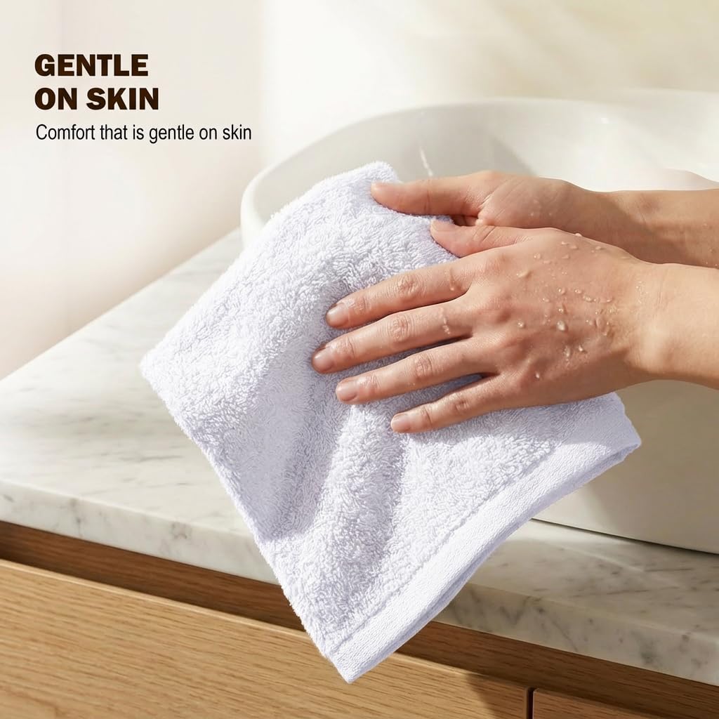 Utopia Towels 60 Pack Cotton Washcloths Set, 100% Ring Spun Cotton, Premium Flannel Face Cloths, Highly Absorbent and Soft Feel Fingertip Towels, White