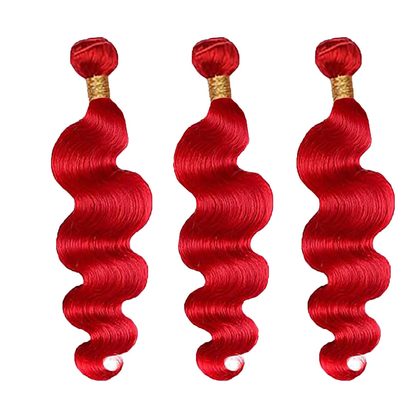 16-Inch Fire Red Human Hair Bundles - 8A Brazilian Virgin Body Wave Weave