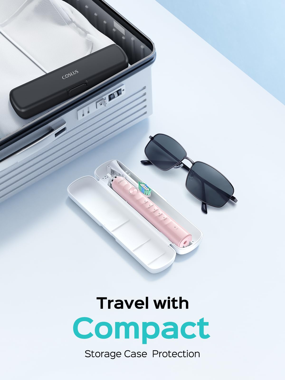COSLUS C40 Sonic Electric Toothbrush for Adults: 47000 VPM for Deep Cleaning & Whitening with Travel Case - 5 Modes for Sensitive Teeth & Braces, Wireless Charging, 6 Brush Heads, Pink & Green (2PCS)