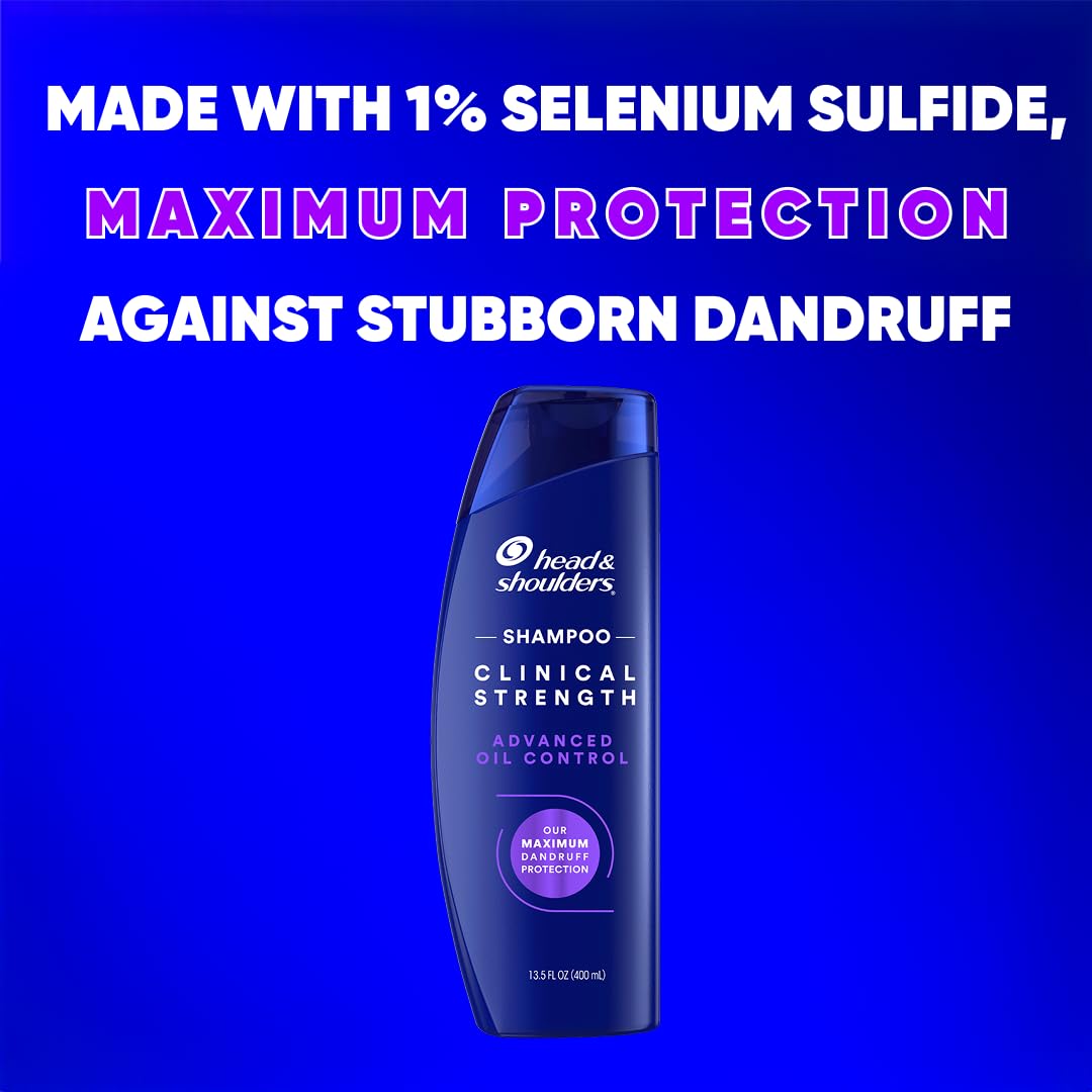 Head & Shoulders Anti-Dandruff Shampoo with 1% Selenium Sulfide, Clinical Strength Advanced Oil Control Twin Pack, Seborrheic Dermatitis Relief, Oily Scalp, 13.5 Fl Oz