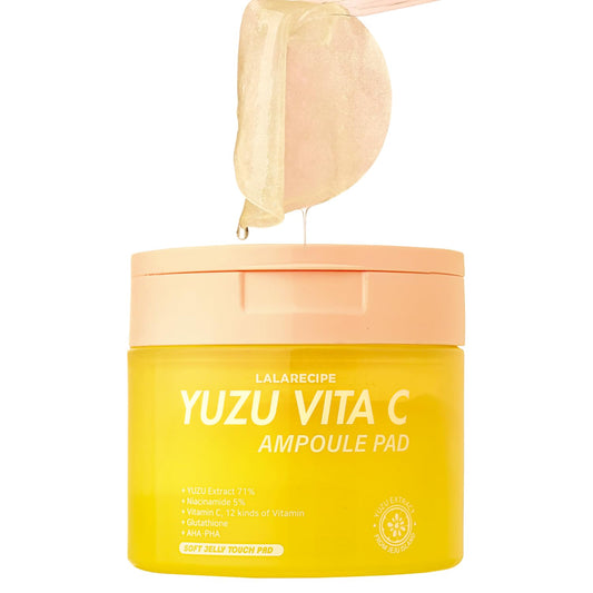 LALARECIPE Yuzu Vitamin C Toner Pads, 71% Yuzu Extract with 5% Niacinamide & 12 Vitamins, Exfoliating with Glutathione AHA PHA, For All Skin Types, Korean Skin Care, 80 Pads (5.07 Fl Oz)