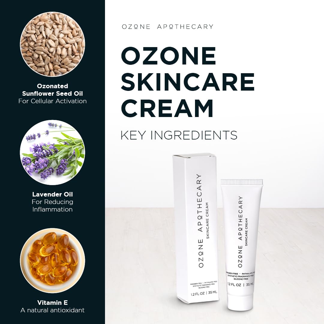 Ozone Apothecary Ozone Skin Cream | Ozone Oil Infused Absorbent Cream Skincare | Antibiotic-Free Multipurpose for Promoting Healthy Skin