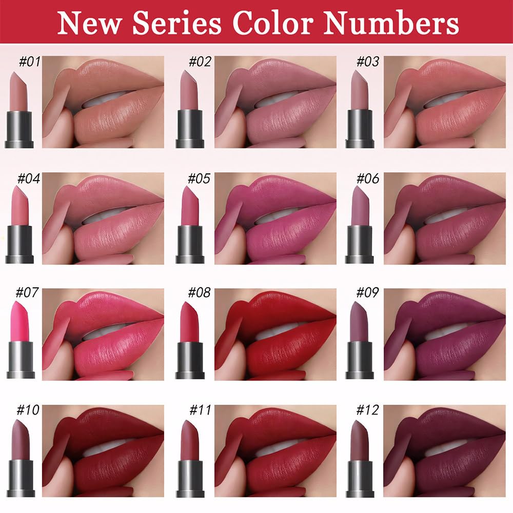 ORANOT 6 Pcs Nude Pink Brown Rose Red Purple Matte Lipstick Set for Women Long Lasting Waterproof Moisturizing Lipsticks for Older Women 24 Hours Lip Stick Lip Stain Makeup Gift Kit,Lip Makeup Vegan