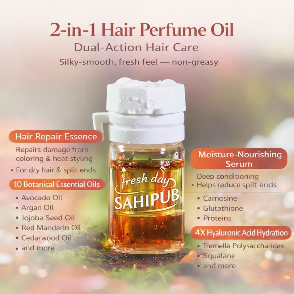 SAHIPUB Hair Perfume Oil for Women, 40 Portable Bottles Hair Oil with 10 Scents, Hair Fragrance Gift Set, 2-in-1 Leave-In Hair Serum for Frizzy Dry Hair, Lightweight Non-Greasy, Long-Lasting Scent