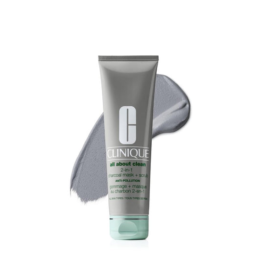 Clinique All About Clean 2-in-1 Charcoal Mask + Clay-Based Scrub, Cleansing Face Mask + Exfoliating Face Scrub For All Skin Types | Exfoliating + Refining, 3.4 Ounce