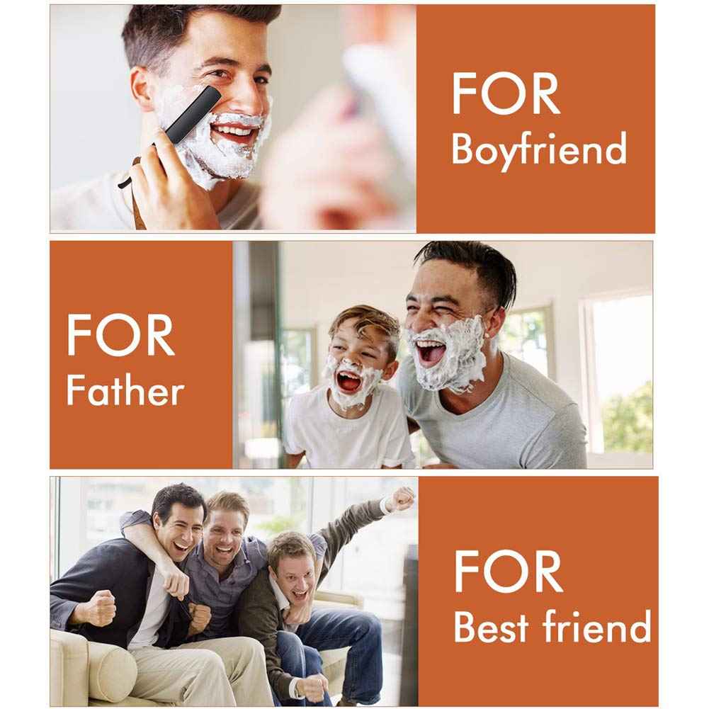 BB Professional Straight Razor Kit - 20 Double-Edged Stainless Steel Blades - Close Shaving Men's Manual Straight Razor - Black/Gold