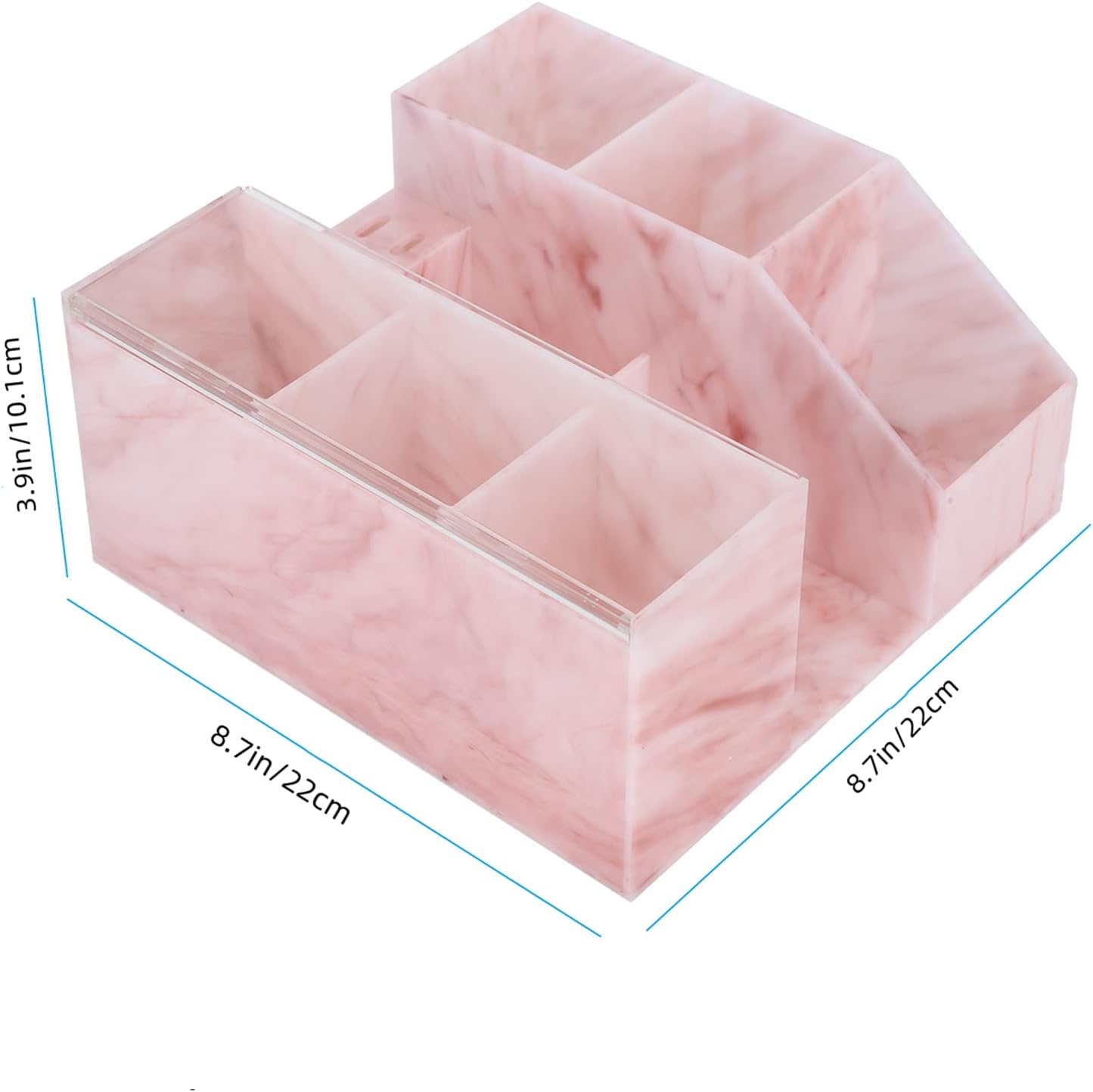 Acrylic Beauty Organizer - Eyelash Grafting Tool Storage with Tweezers Holder | Marble Pink Display Box