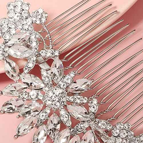 Crystal Bridal Wedding Hair Comb Silver Wedding Headpiece Hair Clip For Bride and Bridesmaid