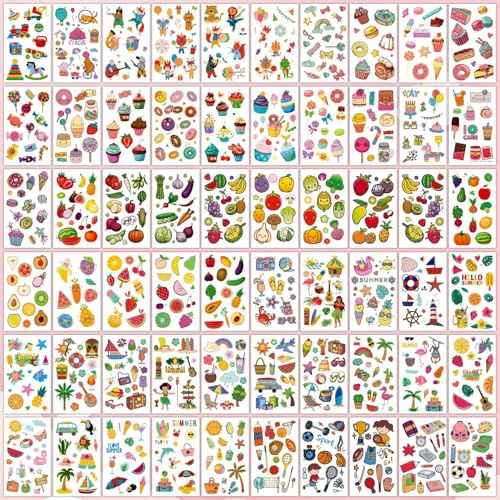 Partywind 168 Sheets (2000 Styles) Kids Temporary Tattoos for Party Supplies, Fake Tattoo Stickers with Dinosaur/Mermaid/Pirate for Boys and Girls, Birthday Games for Back to School Party