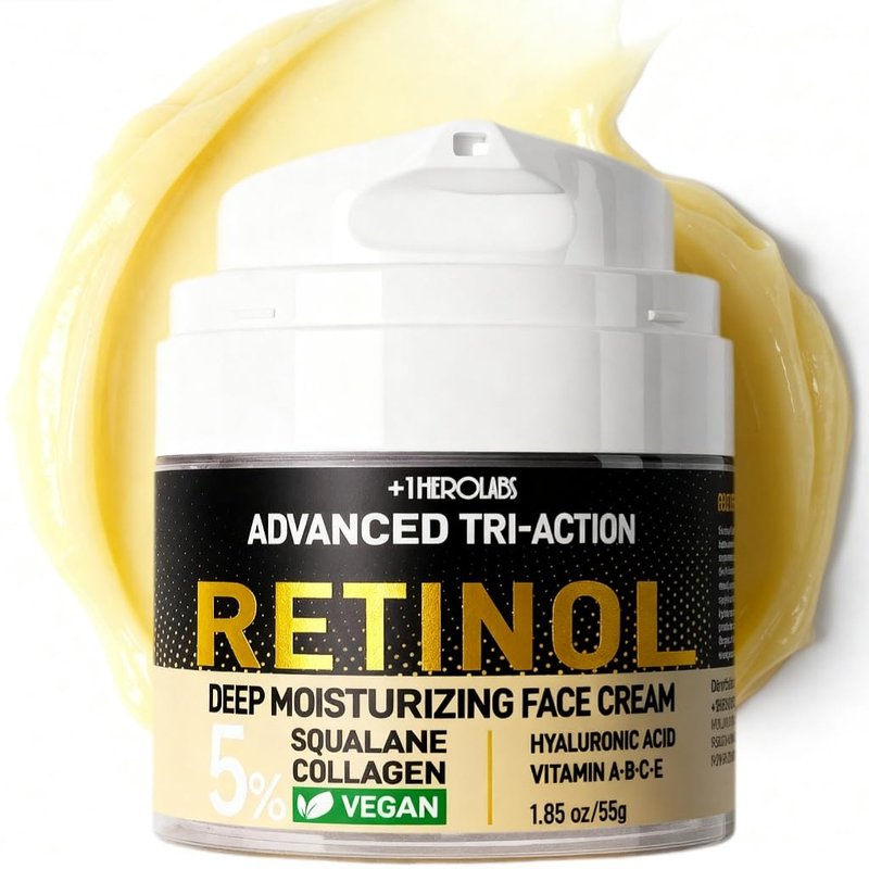 Retinol Anti-Aging Face Moisturizer Cream - Hydrating Night Cream with 5% Squalane & Hyaluronic Acid | 1.85oz
