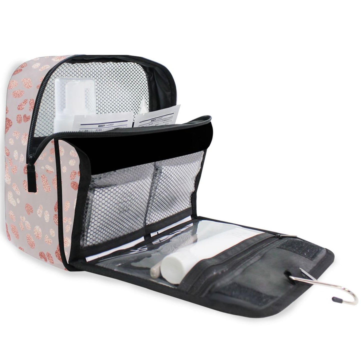 MNSRUU Hanging Toiletry Bag Rose Gold Leopard Print Makeup Bag Portable Travel bag for Toiletries Organizer Bags for Women Men, Travel-Essentials Bag