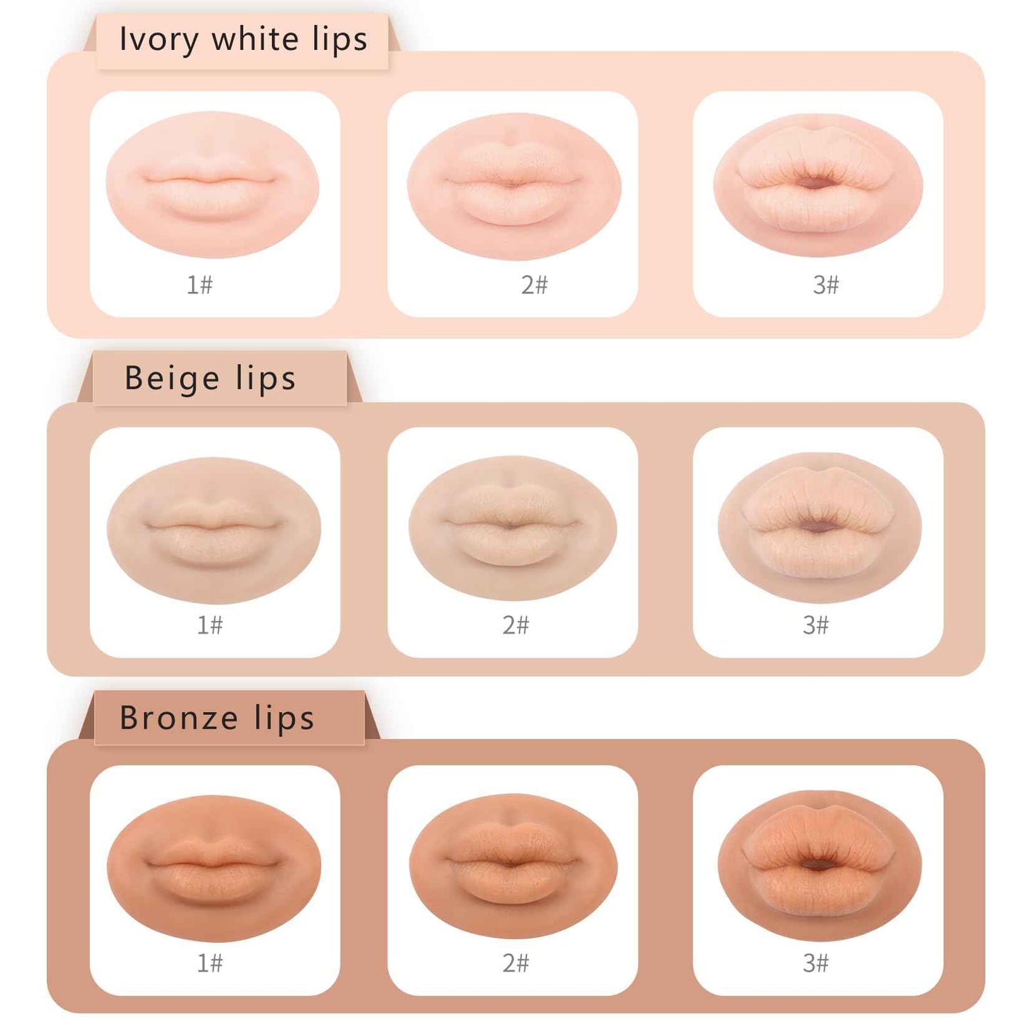YEEFAIRY 3D Silicone Fake Lips Large with Lipstick for Makeup Tattoo Practice Realistic Artificial Lip Mannequin for Beginners Artists (Sausage Shaped Lip,Natural)
