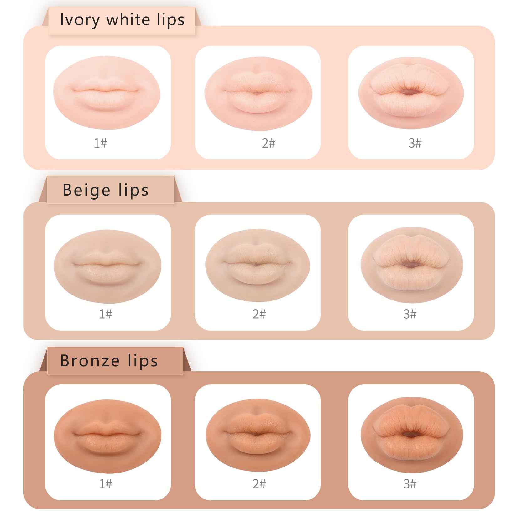 YEEFAIRY 3D Silicone Fake Lips Large with Lipstick for Makeup Tattoo Practice Realistic Artificial Lip Mannequin for Beginners Artists (Sausage Shaped Lip,Natural)