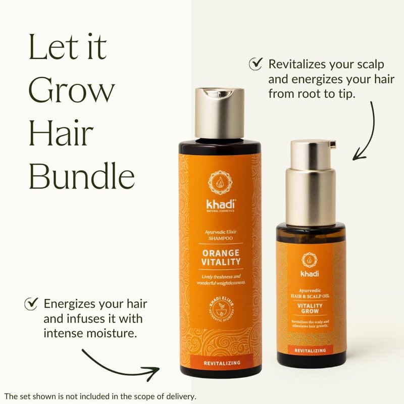 khadi VitalityGrow Hair Oil - Rosemary for more volume & hair growth - against hair loss - 100% natural, herbal, vegan & silicone-free - 1.69 fl oz