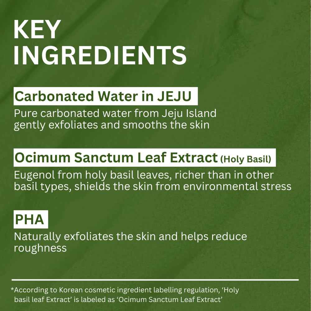 P.CALM Holy Basil Bubble Deep Mask – Holy Basil & Carbonated Water for Cleansing Pores & Blackheads, Korean Clay to Bubble Wash-Off Pack (90g / 3.17 oz)