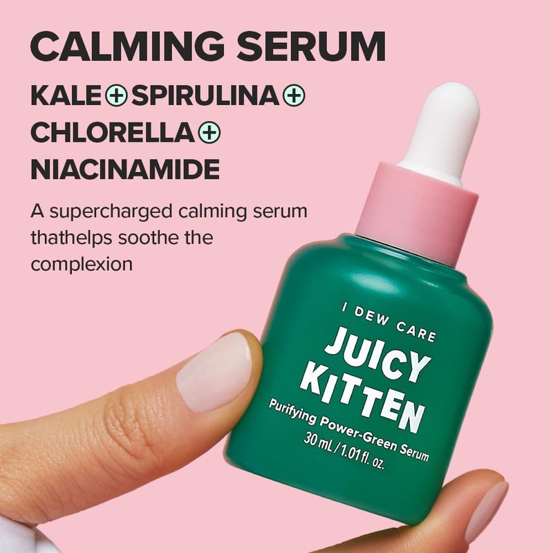 I DEW CARE Juicy Kitten | Purifying Power-Green Face Serum with Niacinamide | Korean Skin Care, Vegan, Cruelty-free, Paraben-free | Gifts For Mom and Women
